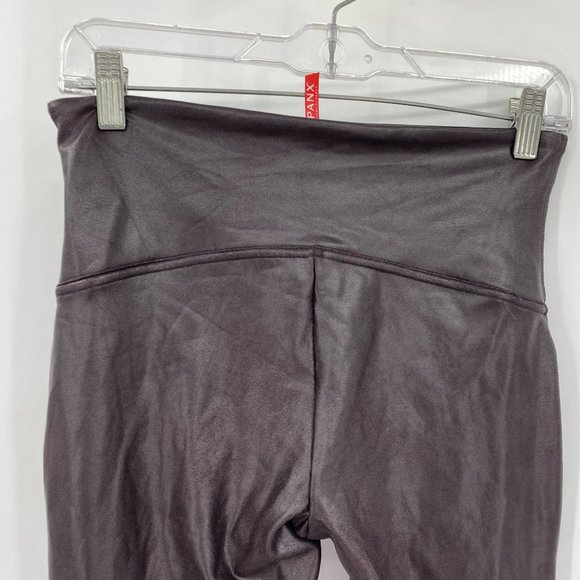 Spanx Faux Leather Maroon Leggings Large - Picture 4 of 12